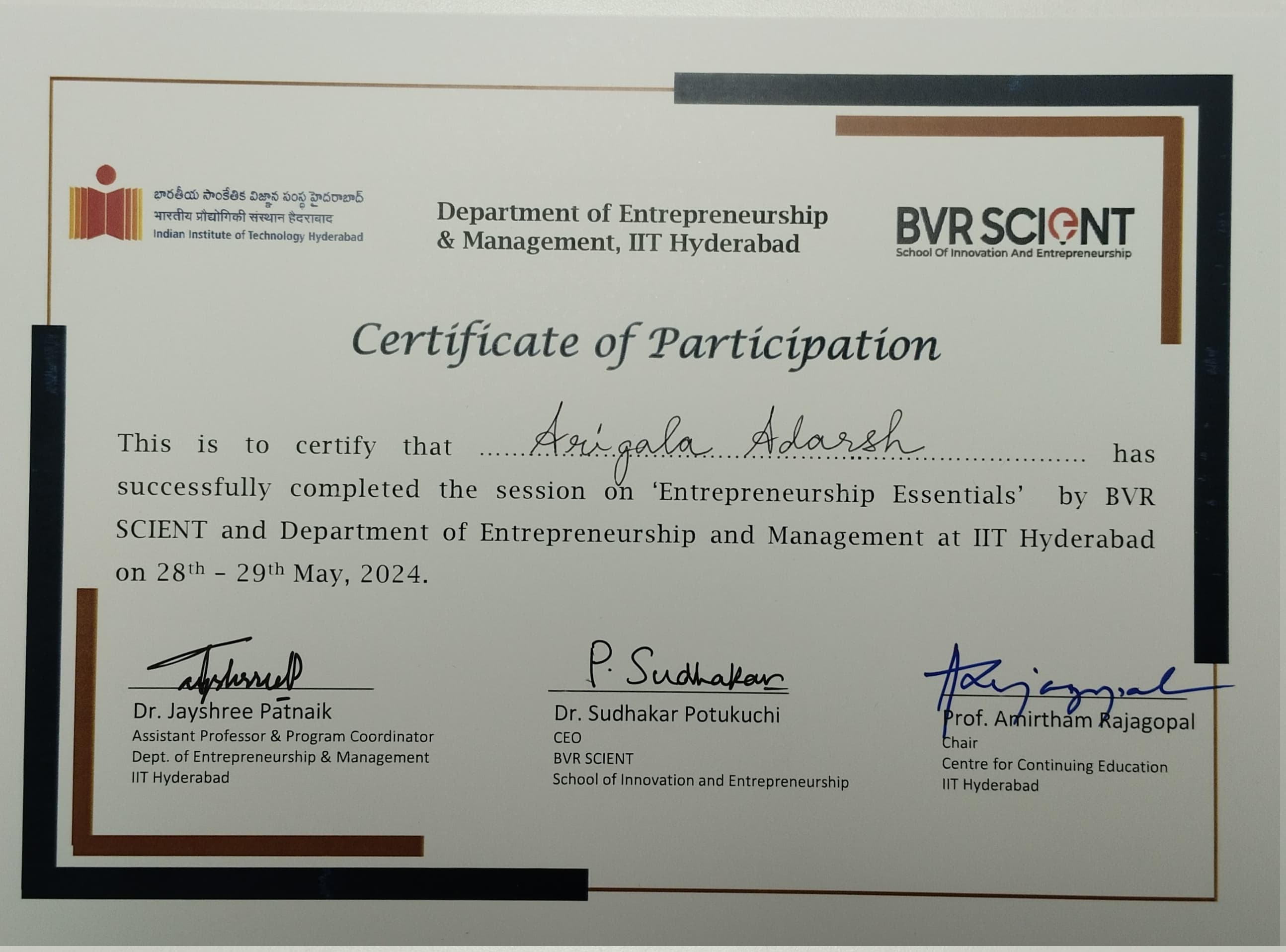 Entrepreneur Essentials Certificate